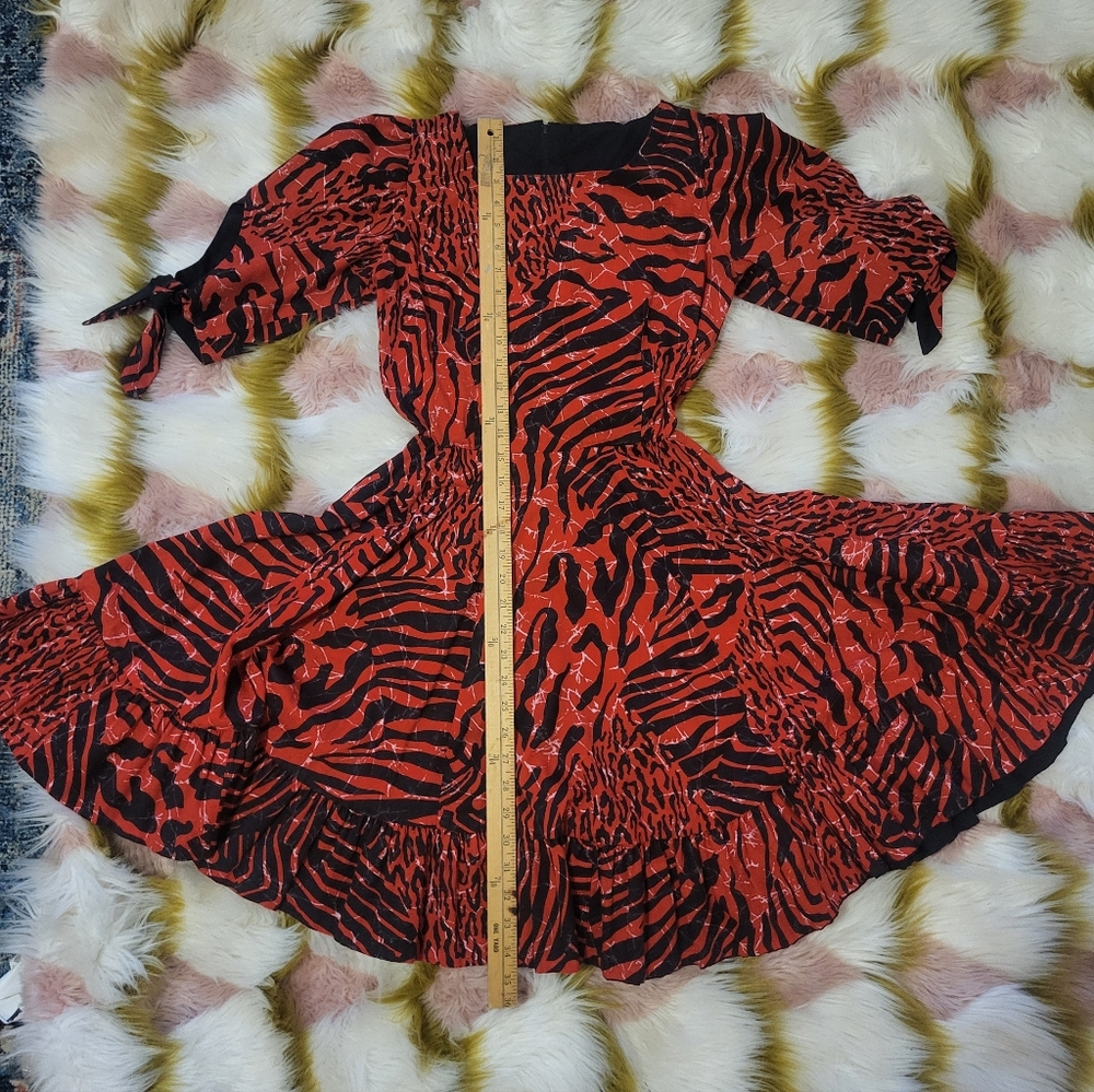 square dance co red zebra leopard animal print swing dress vintage rockabilly - Picture 9 of 10